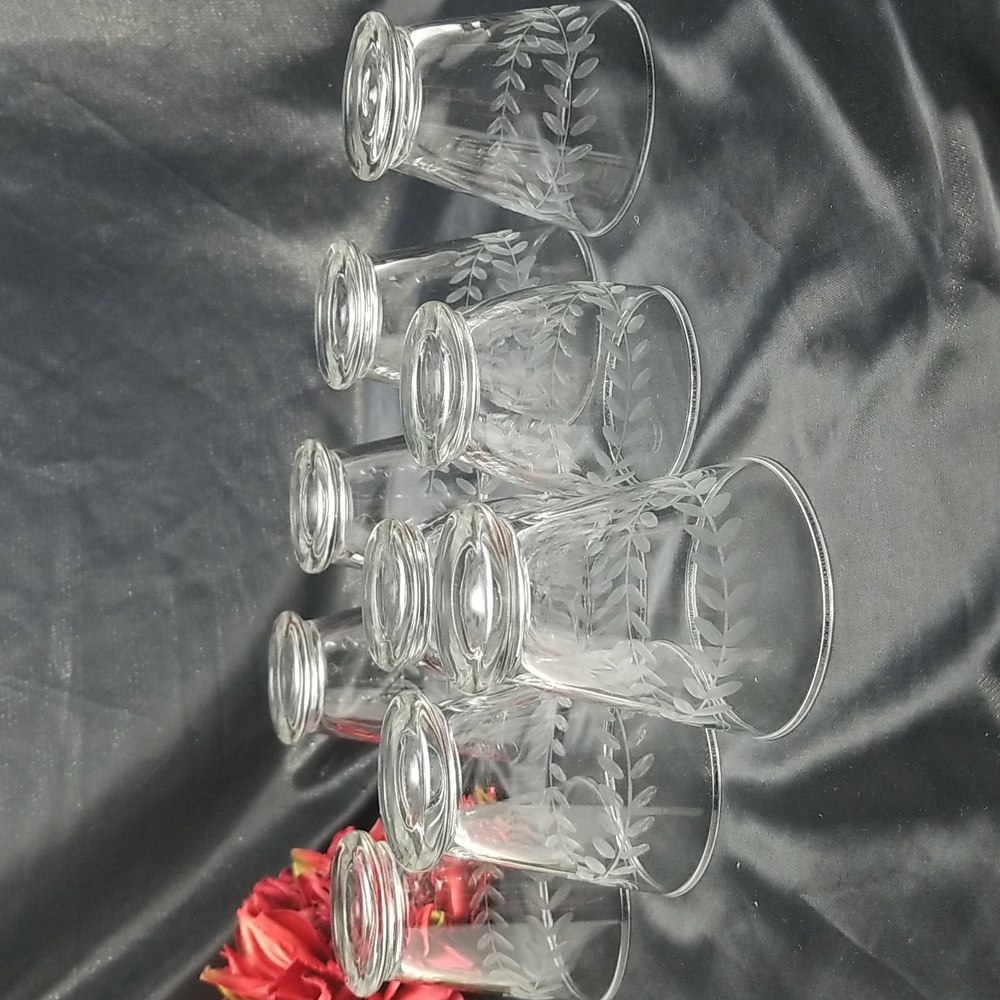 Laurel Wreath Leaf Etch Cocktail Glasses - Picture 12 of 13